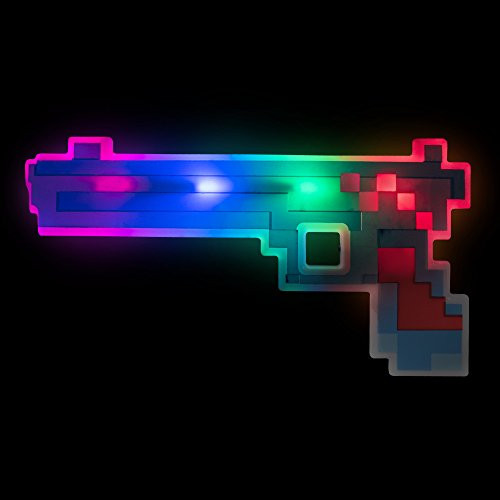 Windy City Novelties LED Light Up Pixel Toy Gun for Boys and Girls - Blue-Red - 8 Bit Pistol