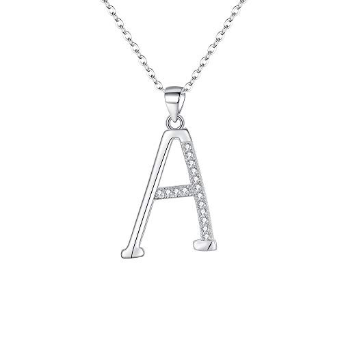 EVER FAITH 925 Sterling Silver CZ Cursive Initial Alphabet Letter A Adjustable Pendant Necklace Clear EVER FAITH 925 Sterling Silver CZ Cursive Initial Alphabet Letter A Adjustable Pendant Necklace Clear
