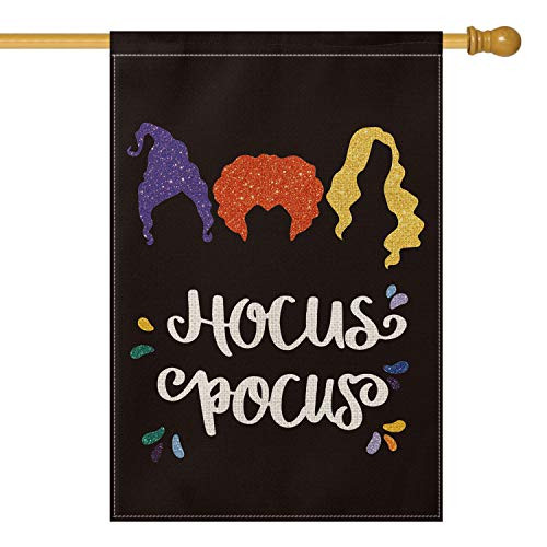 AVOIN Halloween Hocus Pocus House Flag Vertical Double Sized  Sanderson Sisters Yard Outdoor Decoration 28 x 40 Inch