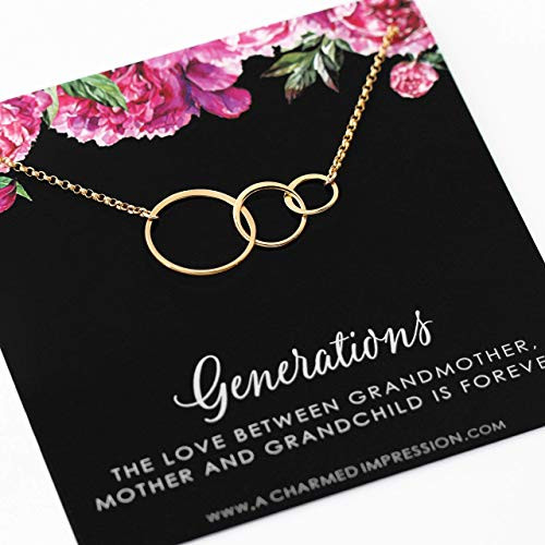 Generations Necklace ï 14k Gold Three Circle Necklace ï Grandmother Mother Daughter Gifts Jewelry ï 3 Generation Necklace ï Grandson Granddaughter ï F