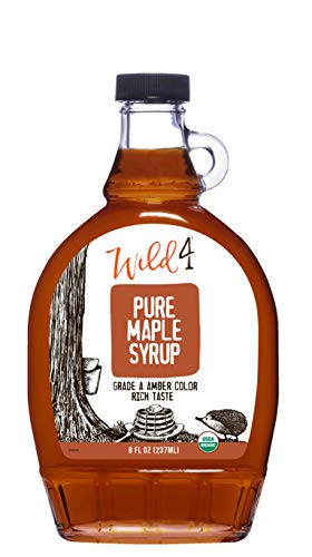 Wild4 Organic Maple Syrup  100 Pure Maple Syrup from Vermont  Gluten Free  Grade A  Amber Color  Rich Taste -8 oz-  237 mL - Perfect gift for holiday