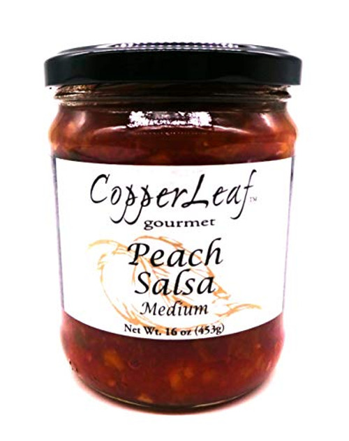 CopperLeaf Gourmet Peach Salsa - Medium - Handcrafted with Tomatoes Onions Peaches and a Hint of Lime - All Natural and Fresh Ingredients - 16 oz Ja CopperLeaf Gourmet Peach Salsa - Medium - Handcrafted with Tomatoes Onions Peaches and a Hint of Lime - All Natural and Fresh Ingredients - 16 oz Ja