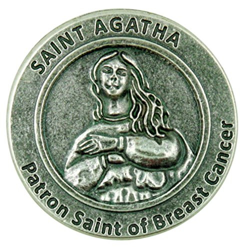 Lumen Mundi Patron Saint of Breast Cancer St Agatha Pocket Token with Prayer Back Lumen Mundi Patron Saint of Breast Cancer St Agatha Pocket Token with Prayer Back