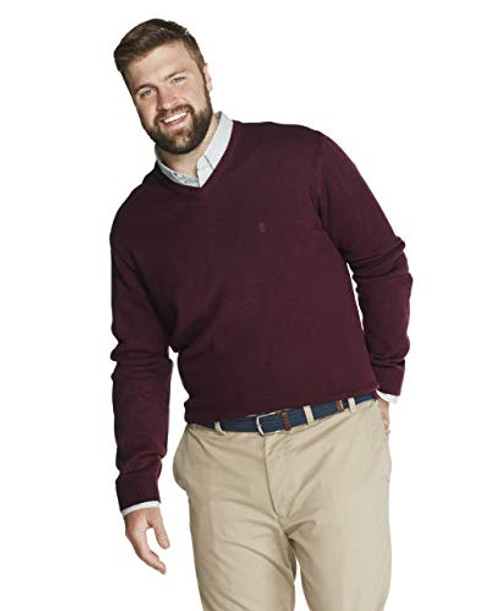 IZOD Mens Big and Tall Premium Essentials Solid V-Neck 7 Gauge Sweater  PORT ROYALE  4X-Large