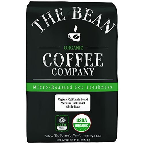 The Bean Coffee Company Organic California Blend Medium Dark Roast Whole Bean 5-Pound Bag The Bean Coffee Company Organic California Blend Medium Dark Roast Whole Bean 5-Pound Bag