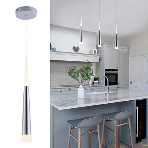 Modern Mini Island Pendant Light with Acrylic Shade LED Adjustable Cone Contemporary Pendant Lighting for Kitchen Island Dining Room Living Room Bar 9W Warm White 3000K Aluminum by Bewamf
