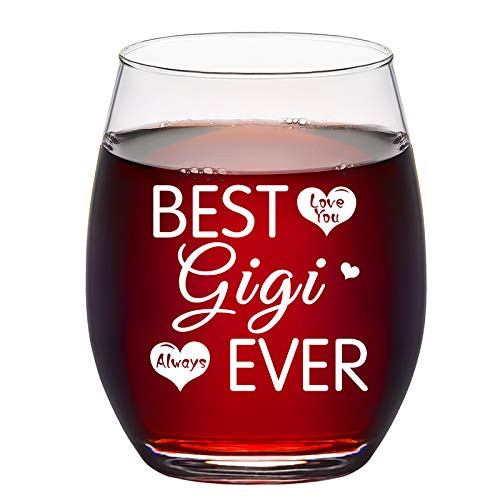 BEST GiGi EVER Stemless Wine Glass Funny Gift Idea for Mom Mother Mimi Nana Gigi Grandma Birthday Mothers Day Christmas 15Oz Wine Gifts for Mom fro BEST GiGi EVER Stemless Wine Glass Funny Gift Idea for Mom Mother Mimi Nana Gigi Grandma Birthday Mothers Day Christmas 15Oz Wine Gifts for Mom fro
