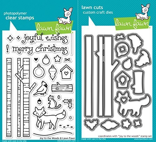 Lawn Fawn Joy to the Woods Clear Photopolymer Stamps LF706 Bundle with Coordinating Lawn Cuts Dies LF707 Lawn Fawn Joy to the Woods Clear Photopolymer Stamps LF706 Bundle with Coordinating Lawn Cuts Dies LF707