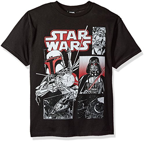 Star Wars Boys Big Boba Vader Trooper Comic Pop Logo Graphic Tee  Black  YXL