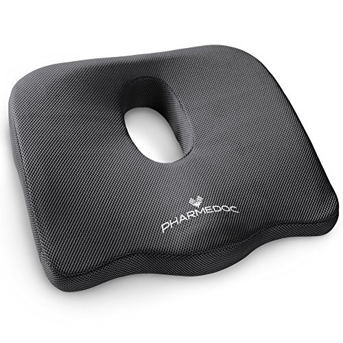PharMeDoc Seat Cushion for Office Chair and Car Seat - Orthopedic Coccyx Cushion for Sciatica  Back  Tailbone Pain Relief - Coccyx Cushion Pillow for Ch