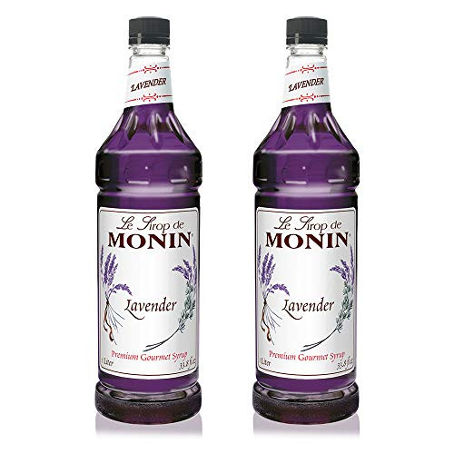 Monin - Lavender Syrup Aromatic and Floral Natural Flavors Great for Cocktails Lemonades and Sodas Vegan Non-GMO Gluten-Free -1 Liter 2-Pack- Monin - Lavender Syrup Aromatic and Floral Natural Flavors Great for Cocktails Lemonades and Sodas Vegan Non-GMO Gluten-Free -1 Liter 2-Pack-