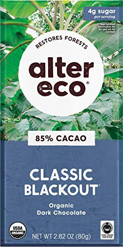 Alter Eco - Single Chocolate Bars - Pure Dark Cocoa  Fair Trade  Organic  Non-GMO  Gluten Free with Digital Recipe Guide -Blackout-