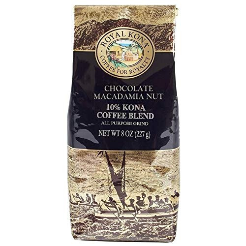 Royal Kona 10 Kona Coffee Blend  Chocolate Macadamia Flavor - Ground  8 Ounce Bag