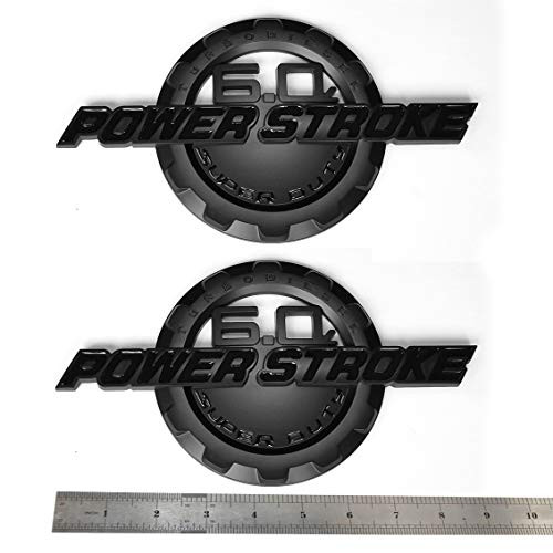 2x OEM Black 6.0L POWER STROKE SUPER DUTY Side Fender 3D logo Emblems Badge Powerstroke Replacement for F250 F350