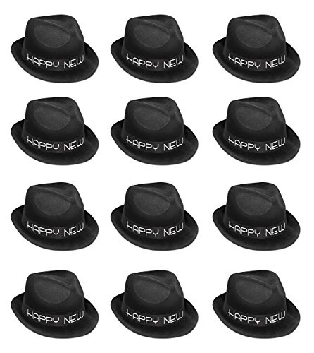 Beistle S88106-BK25AZ12 Chairman Hats 12 Piece, OSFM Black/White