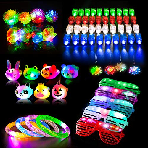 68PCS LED Light Up Toys Party Favors for Kids-Adults Glow in the Dark Party Supplies include 40 Finger Lights 8 Jelly Rings 7 Light Up Animals Ring 68PCS LED Light Up Toys Party Favors for Kids-Adults Glow in the Dark Party Supplies include 40 Finger Lights 8 Jelly Rings 7 Light Up Animals Ring
