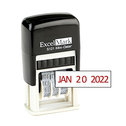ExcelMark Self-Inking Date Stamp  S121 -Red Ink-