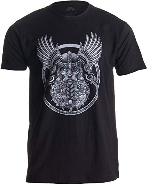 Odin - Norse Mythology God Valkyrie Valhalla Viking Raven Nordic Thor T-Shirt--Adult L- Black