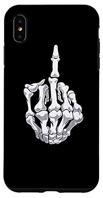 iPhone XS Max Middle Finger Skeleton Hand Funny F Off Black Case