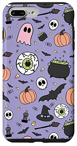 iPhone 7 Plus-8 Plus Halloween Case Pumpkins Brooms Witch Candy Corn Bats Candy Case
