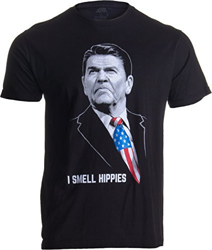 I Smell Hippies - Funny Ronald Reagan Conservative Merica USA Unisex T-Shirt-Adult S Black