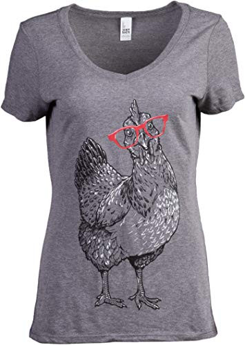 Cute Glasses Chick - Funny Backyard Chicken Hen Chiken 4H Farm Egg Humor V-Neck T-Shirt for Women - -Vneck XL