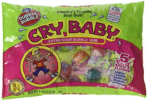 Dubble Bubble  Bubble Gum Cry Baby Extra Sour Candy -4 Ounce Bag- -PACK OF 3-