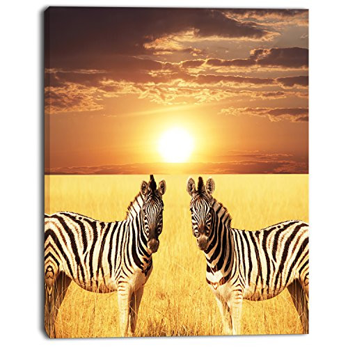 Design Art Pair of Zebras in Field At Sunset Extra Large African on Canvas Art Wall Photgraphy Artwork Print Design Art Pair of Zebras in Field At Sunset Extra Large African on Canvas Art Wall Photgraphy Artwork Print