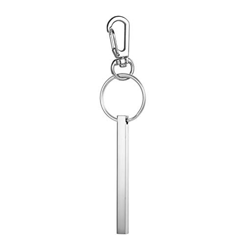 Aroncent Personalized Master Free Engraving Custom Plain Vertical Cuboid Bar Rectangle Pendant Keychain Stainless Steel Key Chain Ring for Couples Bes