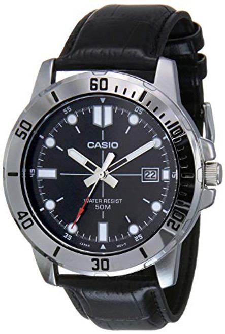 Casio MTP-VD01L-1EV Mens Enticer Stainless Steel Black Dial Casual Analog Sporty Watch