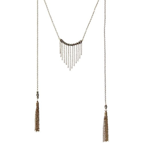 Ettika Layered Fringe Bib Bronze Tone Chain Necklace