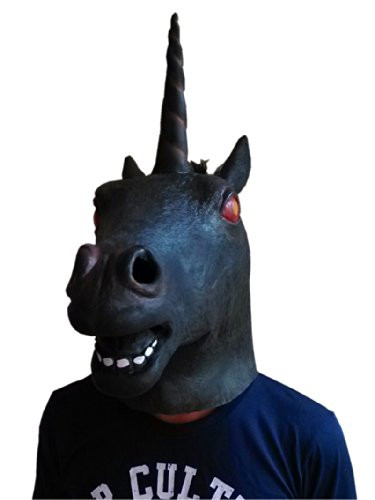 Gmasking Creepy Black Evil Unicorn Mask Costume