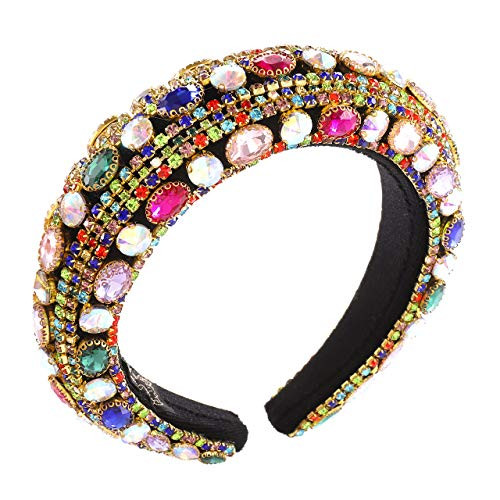 Rhinestone Padded Headbands-Bejewelled Velvet Wide Hairband for Women Girls Baroque Crystal Embellished Hair Hoop Statement Bridal Wedding Party Headw Rhinestone Padded Headbands-Bejewelled Velvet Wide Hairband for Women Girls Baroque Crystal Embellished Hair Hoop Statement Bridal Wedding Party Headw