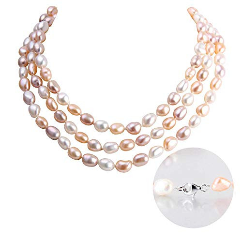 LGSY Multicolor Pearl Necklace for Women Freshwater Cultured Baroque Pearls Strand Necklace for Jewelry Gift LGSY Multicolor Pearl Necklace for Women Freshwater Cultured Baroque Pearls Strand Necklace for Jewelry Gift