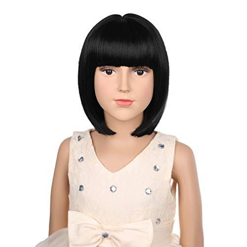 BERON Child Short Bob Girls Wave Cosplay Wig Halloween Costumes Anime Party Wig -Black- BERON Child Short Bob Girls Wave Cosplay Wig Halloween Costumes Anime Party Wig -Black-