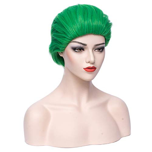 PATTNIUM Mens Short Green Wig Anime Costume Wig Rose Net Cosplay Party Halloween Wig -Fruit Green-