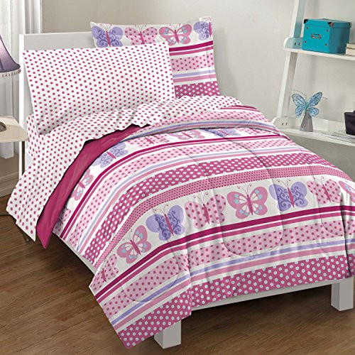 dream FACTORY Butterfly Dots Ultra Soft Microfiber Girls Comforter Set, Pink, Twin dream FACTORY Butterfly Dots Ultra Soft Microfiber Girls Comforter Set, Pink, Twin