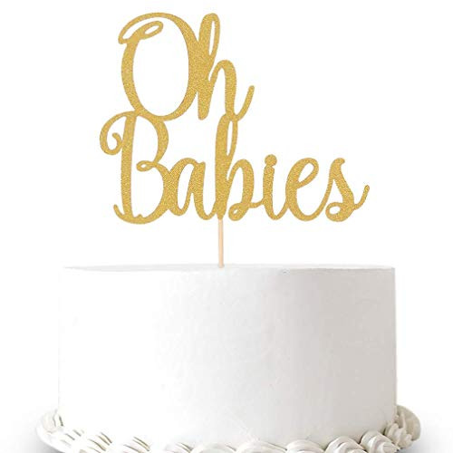 LeeLeeAn Oh Babies Shower Cake Topper - Gold Glitter Single-Sided First Anniversary Cake Topper for Photo Booth Props Cake Smash Party Cake Decoratin LeeLeeAn Oh Babies Shower Cake Topper - Gold Glitter Single-Sided First Anniversary Cake Topper for Photo Booth Props Cake Smash Party Cake Decoratin
