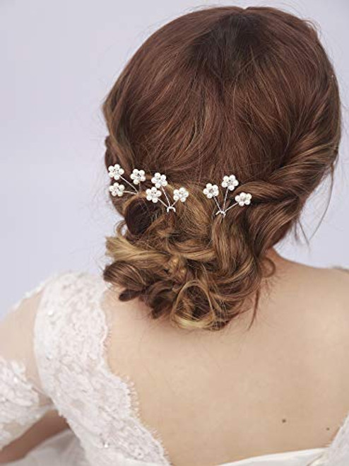 Kercisbeauty Wedding Cute Pearl Rhinestones Blossom Flower Hair Pins for Bride Bridal Headpiece Prom Accessory 5pcs -Silver- Kercisbeauty Wedding Cute Pearl Rhinestones Blossom Flower Hair Pins for Bride Bridal Headpiece Prom Accessory 5pcs -Silver-