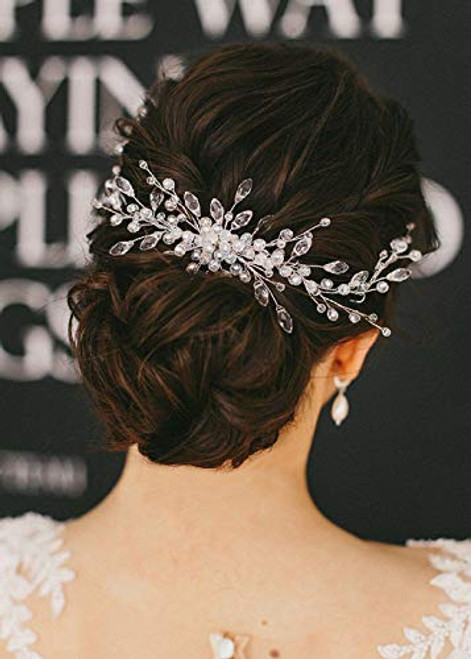 Kercisbeauty Wedding Bridal Hair Vine Silver Crystal Hair Piece Headband for Brides Bridesmaid Prom Hair Accessories