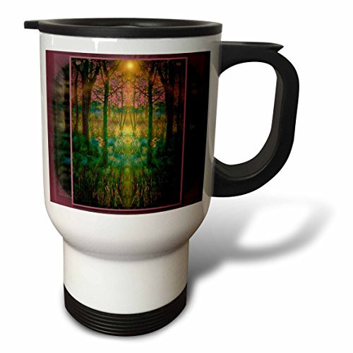 3dRose Secret Garden Fantasy, Mythology, Spiritual, Garden Light, Stainless Steel Travel Mug, 14-Oz