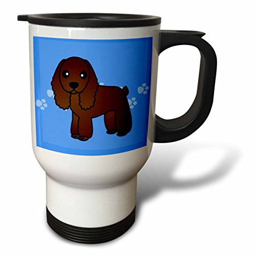 3dRose Cute Chocolate Cocker Spaniel Blue with Pawprints Stainless Steel Travel Mug, 14-Ounce 3dRose Cute Chocolate Cocker Spaniel Blue with Pawprints Stainless Steel Travel Mug, 14-Ounce