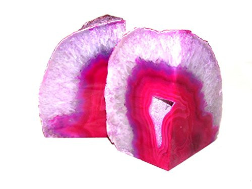 Zentron Crystal Collection: Large Pair of Polished Pink Agate Bookends (4-7 Pounds)