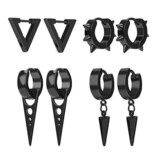 Triangle Hoop Earrings Stainless Steel Punk Huggie Hoop Earrings for Men Women Triangle Hoop Earrings Stainless Steel Punk Huggie Hoop Earrings for Men Women