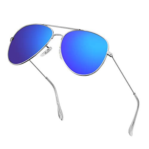 Polarized Aviator Sunglasses for Men Metal Mens Sunglasses Driving Unisex Classic Sun Glasses for Men-Women Dark Blue