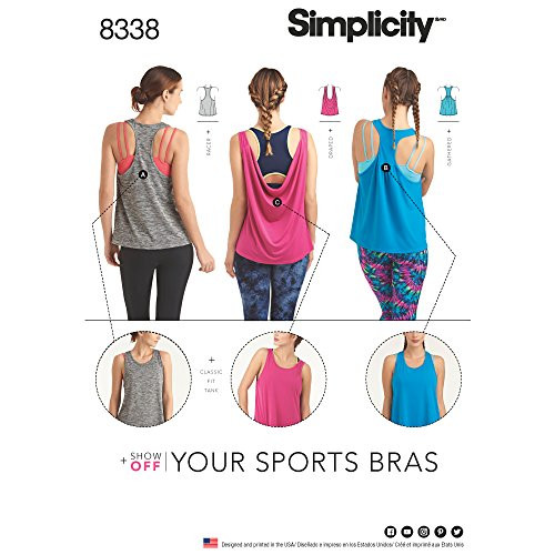 Simplicity Creative Patterns 8338 Misses Knit Sports Tops with Back Variations  Size A -XXS-XS-S-M-L-XL-XXL-