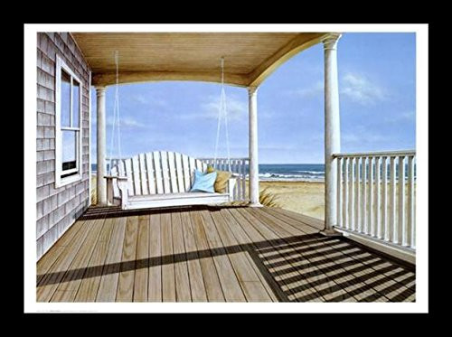 buyartforless FRAMED The Porch Swing by Daniel Pollera 14x10 Coastal Art Print Poster