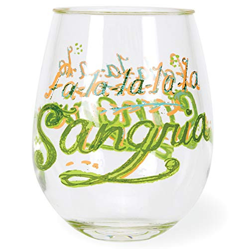 C-R- Gibson Fa La La La La Sangria Christmas Acrylic Stemless Wine Glass  12 oz