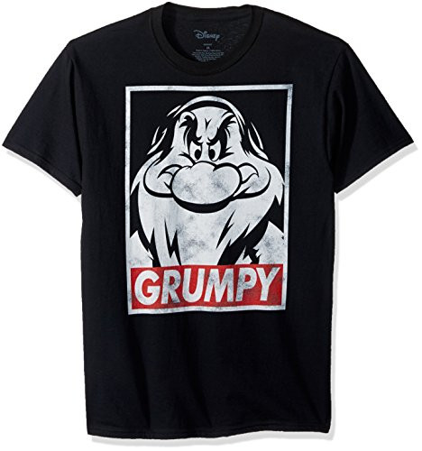 Disney Mens Snow White and Seven Dwarfs Grumpy Graphic T-Shirt  Black  M
