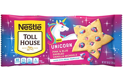 Package of 2 Nestle Toll House Unicorn Pink and Blue Swirled Vanilla Chips  Chocolate Morsels  10 oz